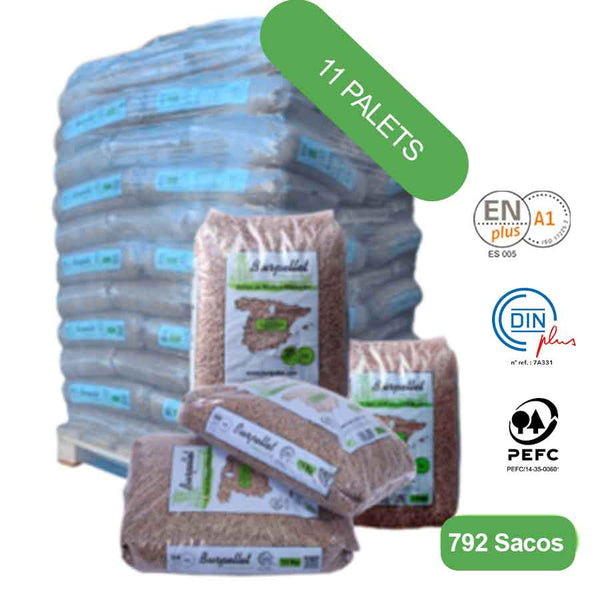 Burpellet -11 Palets de 792 Sacos certificado Enplus 15 kg