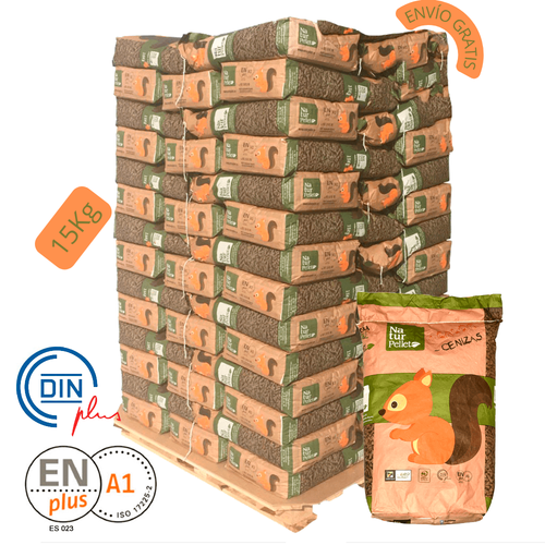 10 Palet de 770 Sacos certificado DIN ENplus A1 de 15 kg.