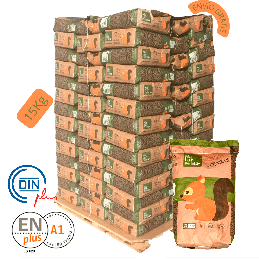 4 Palet de 308 Sacos certificado DIN ENplus A1 de 15 kg.
