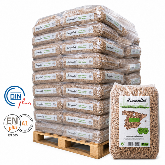 Palet de pellets Burpellet ENplus A1 en sacos de 15 kg para calefacci3n