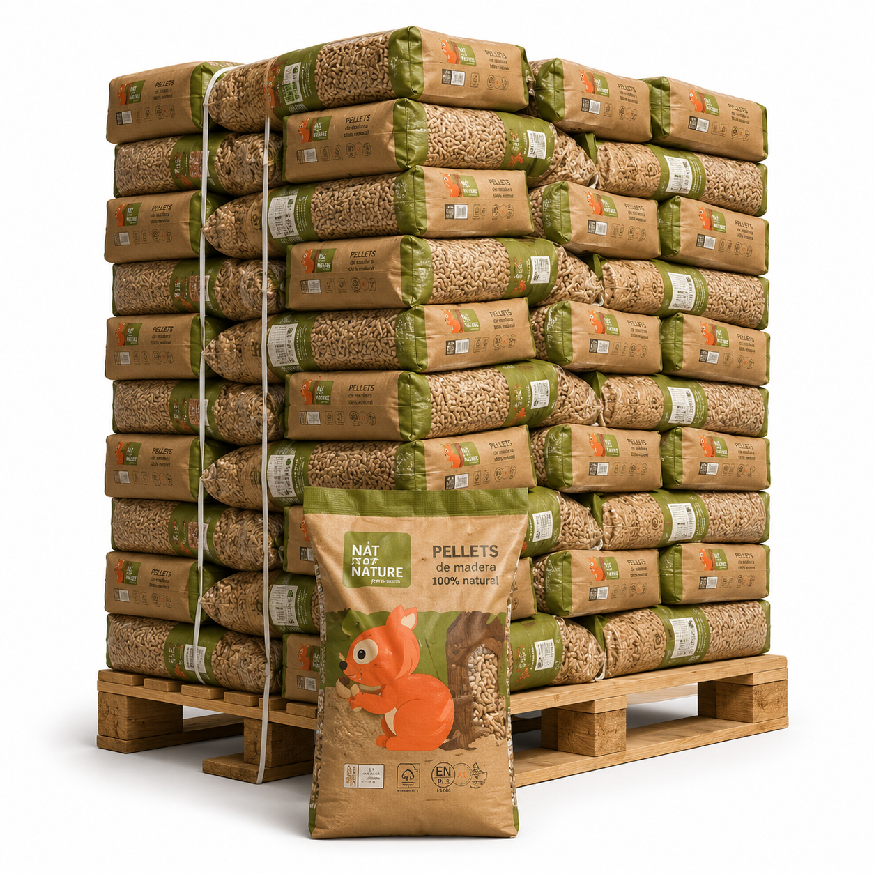 Pellets Naturpellet certificados ENplus – 1 palet de 77 sacos de 15 kg