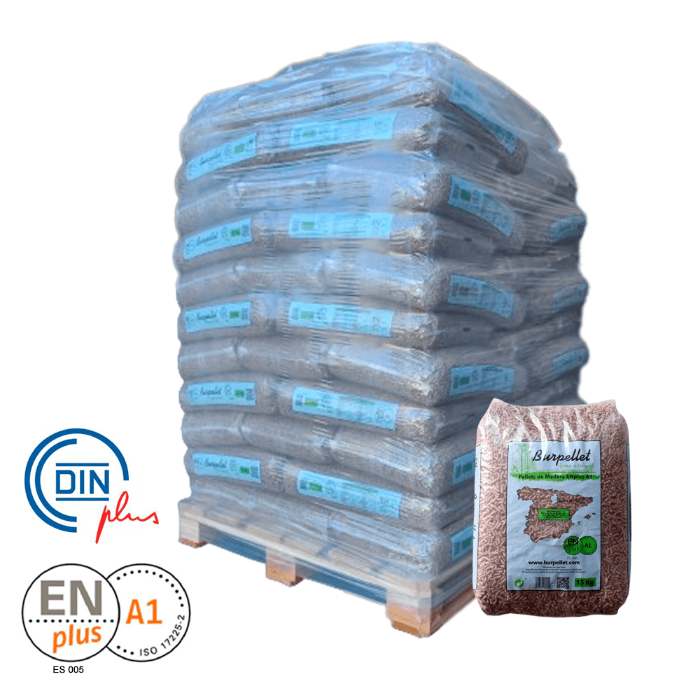 Burpellet -3 Palets de 216 Sacos certificado Enplus 15 kg