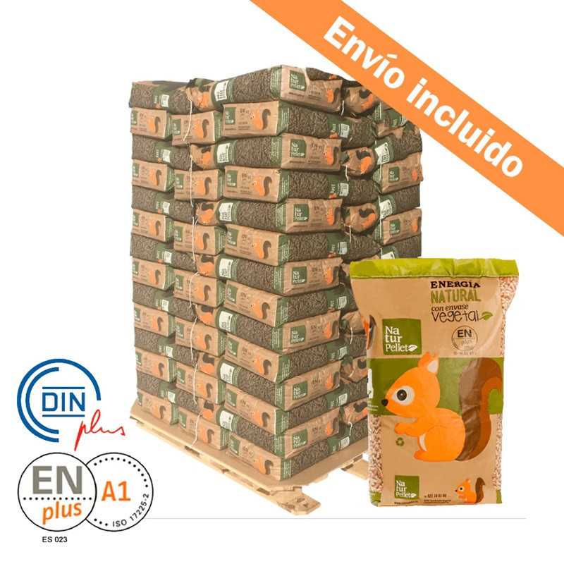 1 Palet de 45 Sacos certificado DIN ENplus A1 de 15 kg.