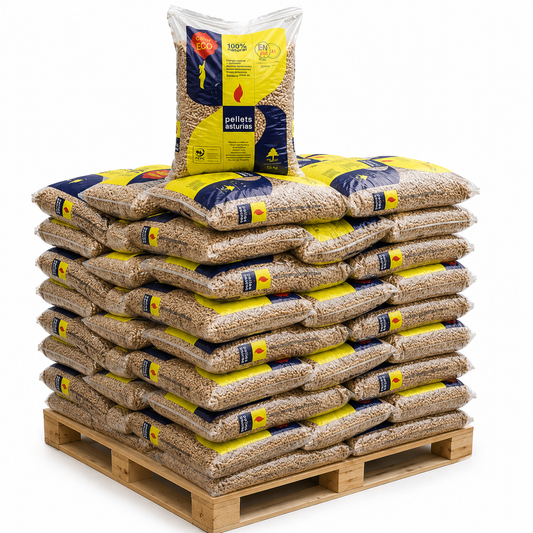 Palet de pellets Asturias en sacos de 15 kg para calefacción